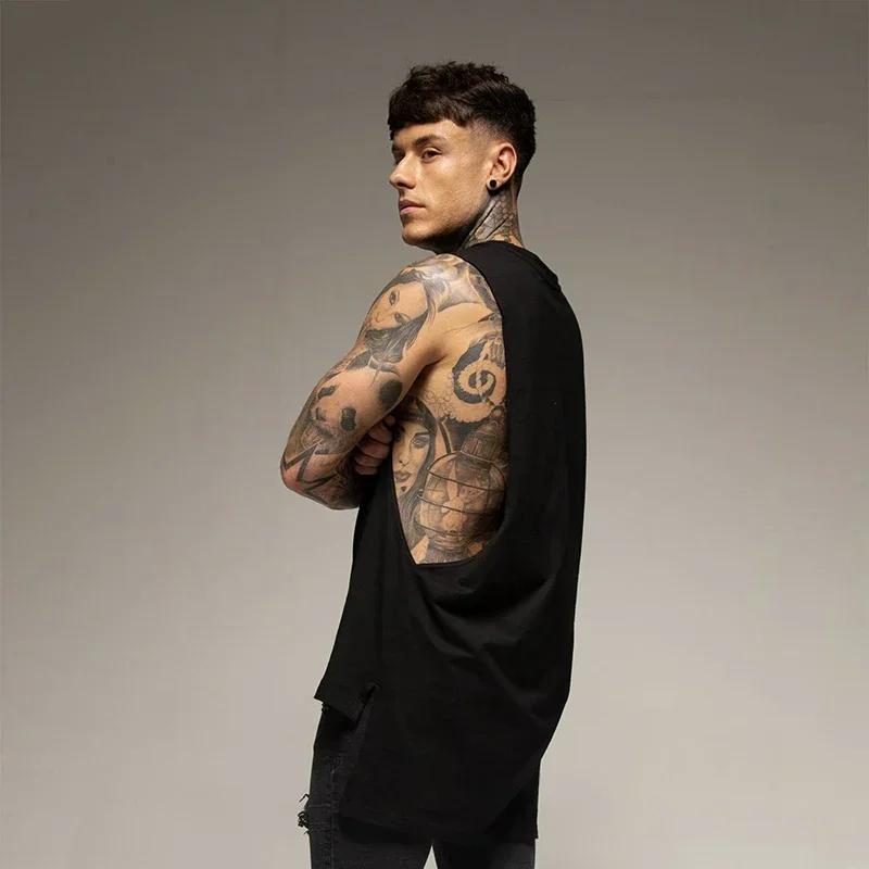 Vêtements de sport de fitness pour hommes, t-shirts en coton précieux, maillots Hip-Hop, extension m