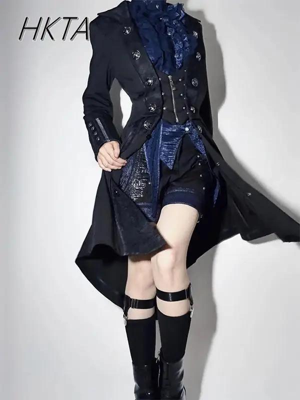 High Sense – Trench-Coat Y2k pour hommes et femmes, Robe gothique foncée, manteaux longs Lolita, vêt