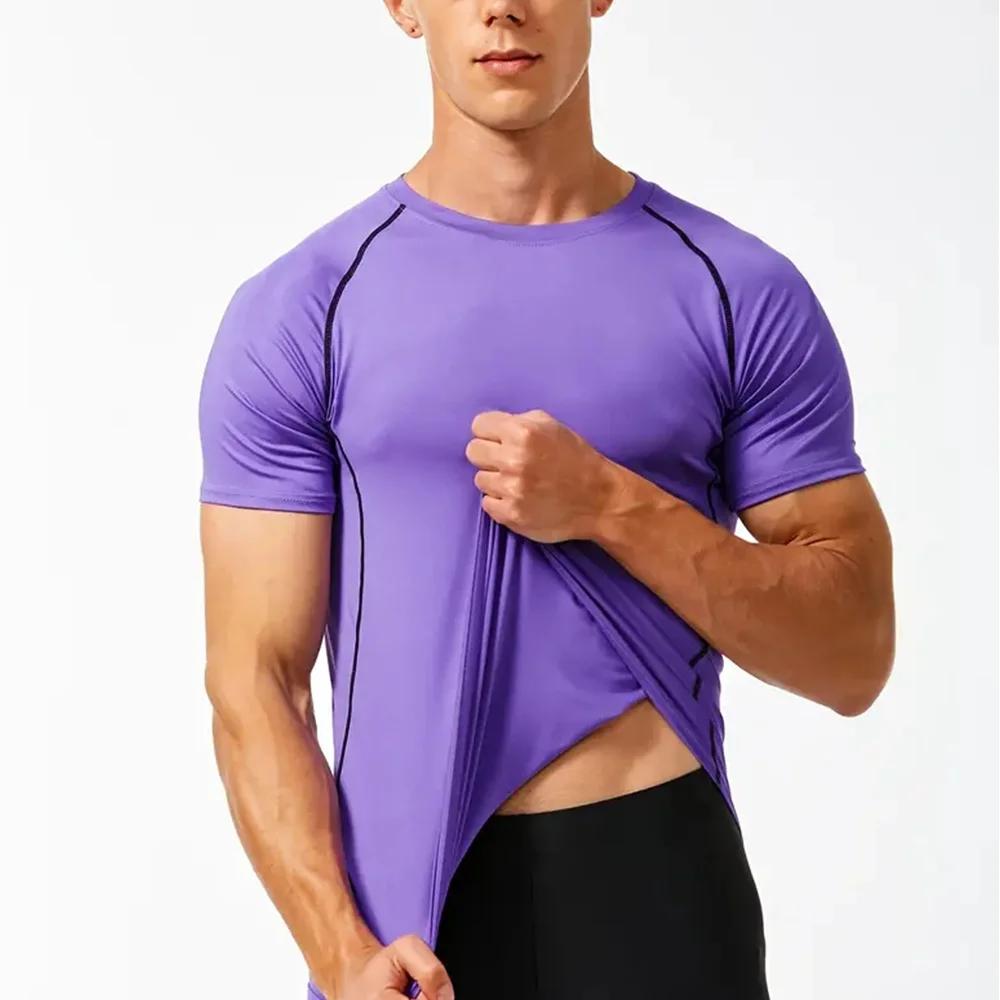 T-shirt compression homme course Fitness séchage rapide serré entraînement Gym Jersey