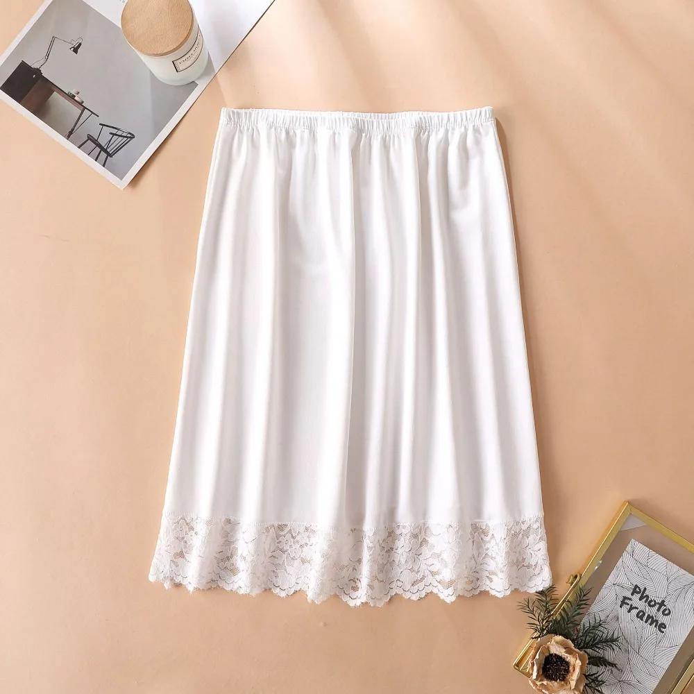 Mince glace soie Modal femme demi-longueur jupe dentelle Anti-pénétration sous-jupe Anti-éblouisseme