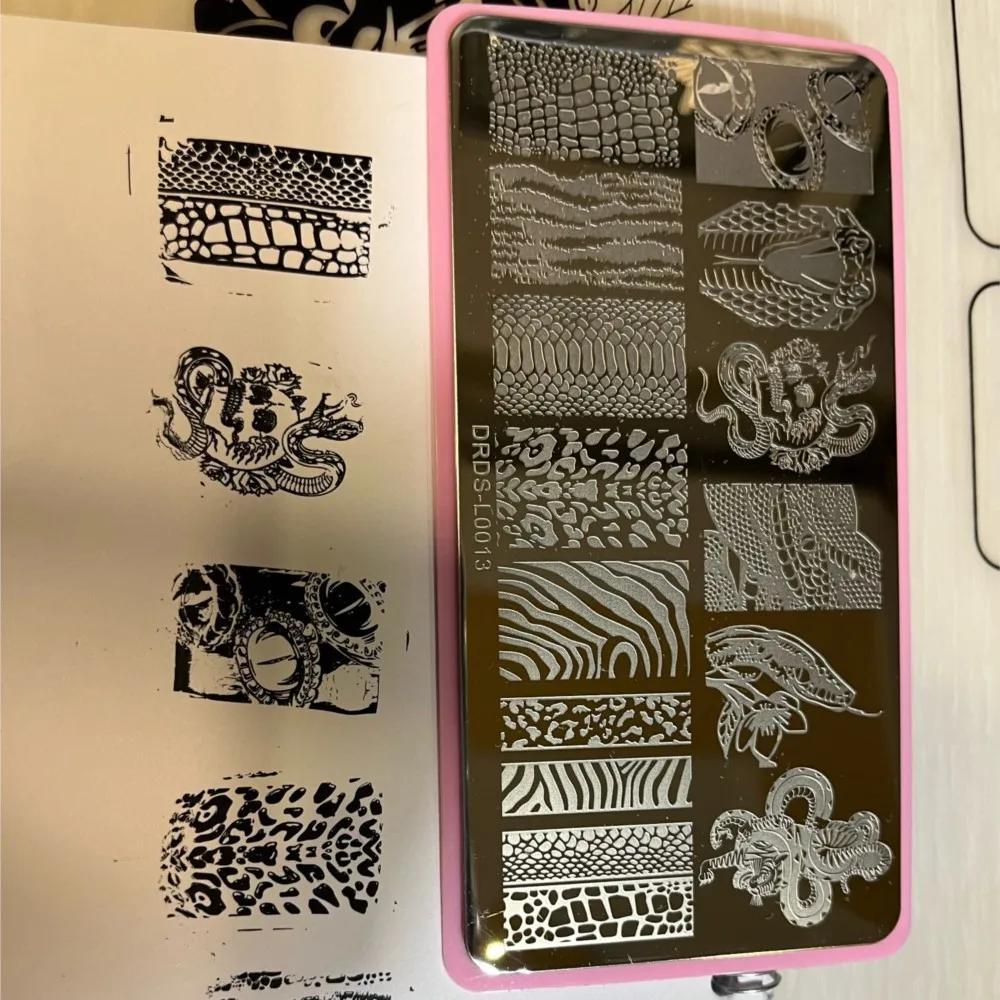 Plaques d'estampage de géométrie de ligne française 12x6cm, motif de marbre floraison/Image de ligne