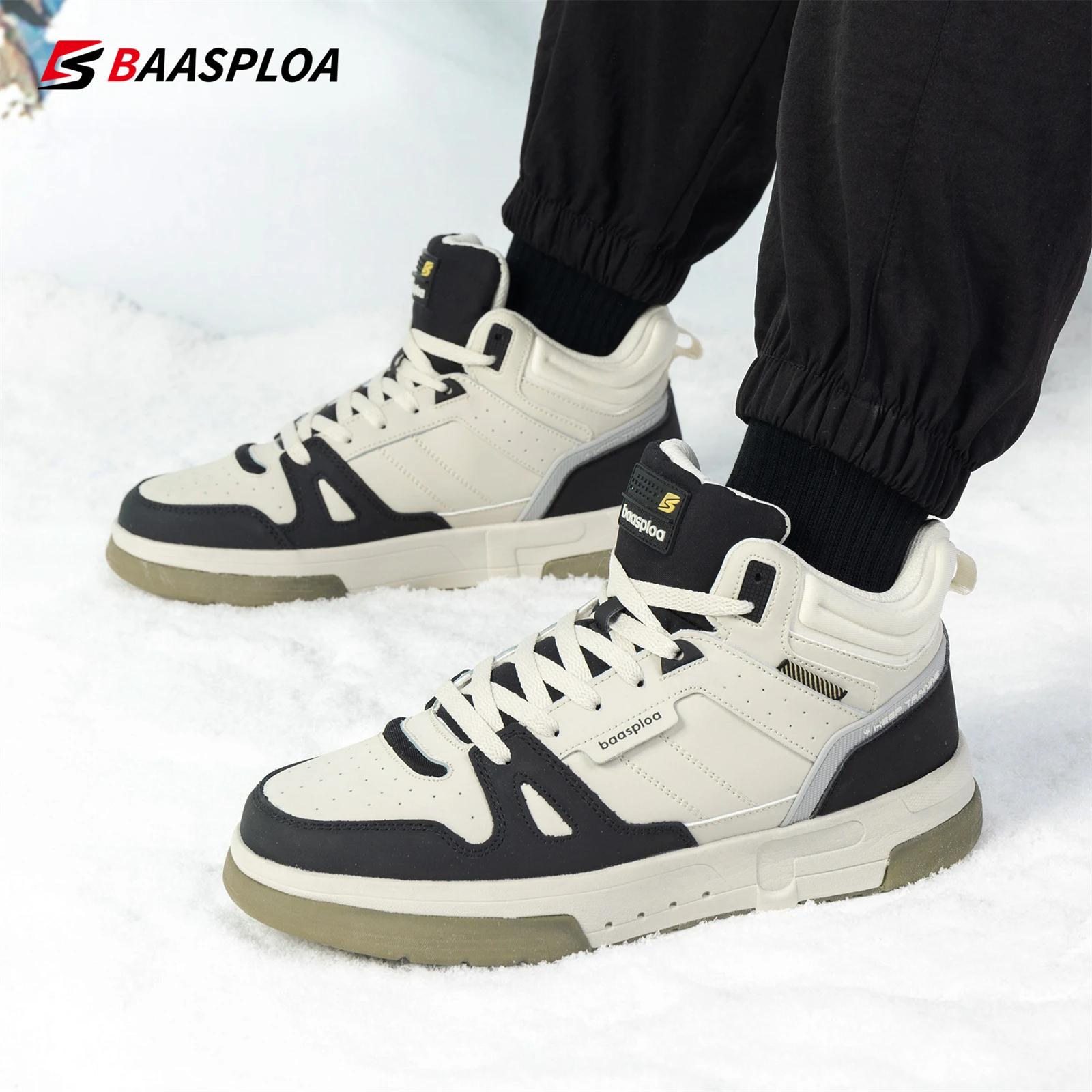Chaussures skateboard imperméables Baasploa homme - Baskets hiver chaudes en peluche antidérapantes pour plein air