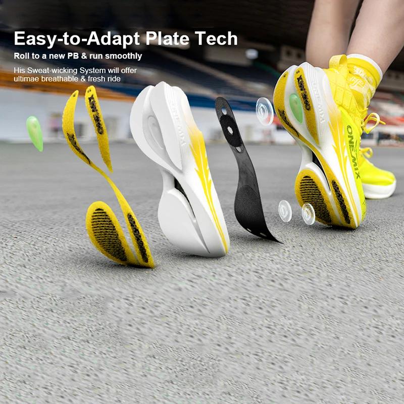 Chaussures de course ONEMIX plaque fibre carbone - Absorption choc baskets marathon professionnel