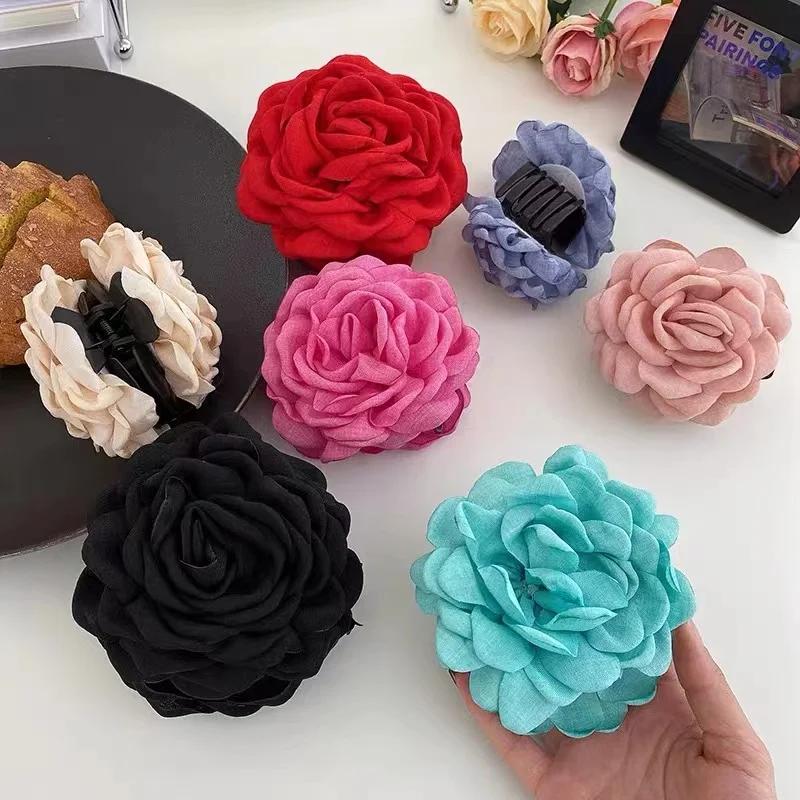 Pince à cheveux stéréoscopique en forme de fleur de Rose, 1/2/6 pièces, Fpr pour femmes, élégante, a