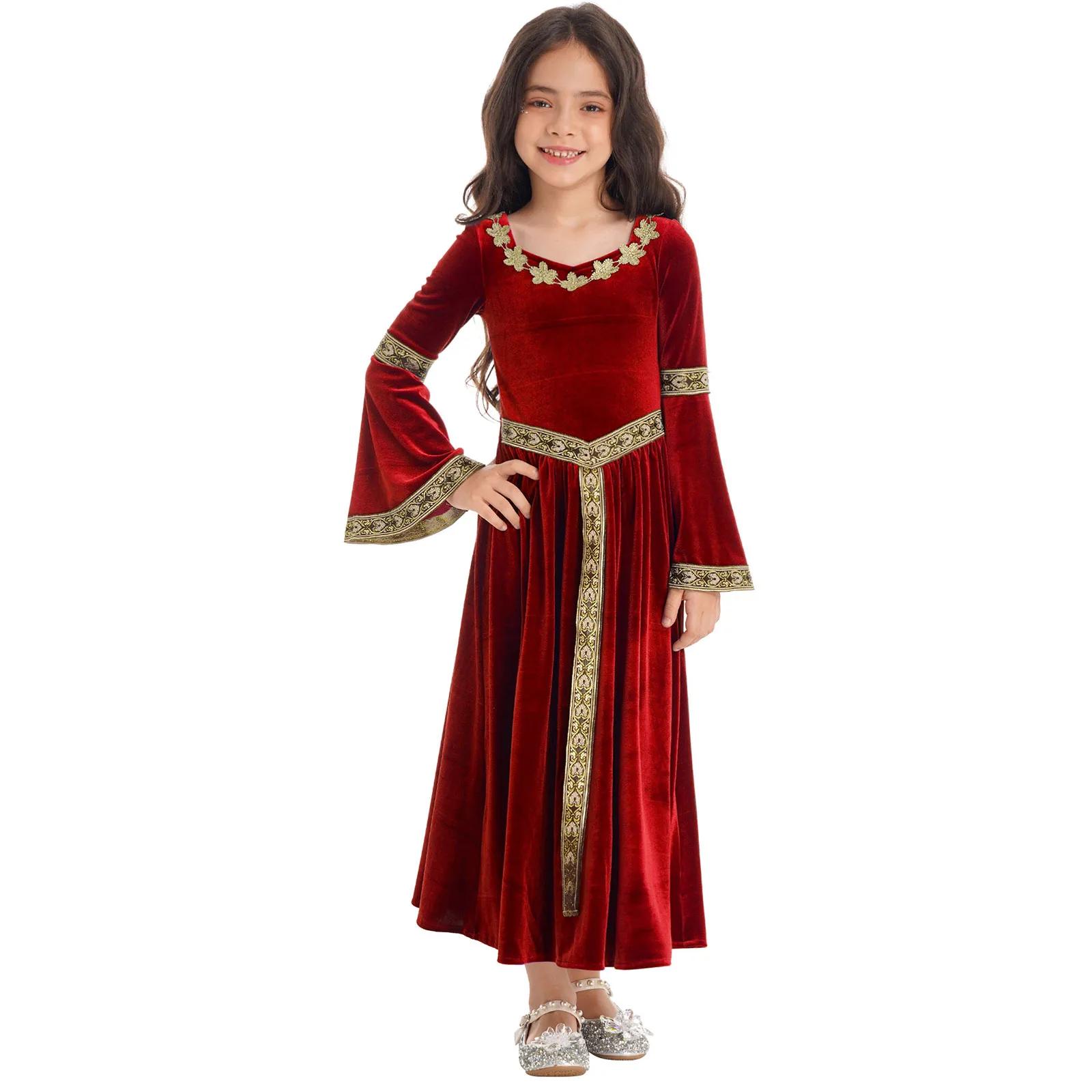 Costumes pour enfants 2026, robe de princesse médiévale Renaissance pour filles, robe de fête en vel