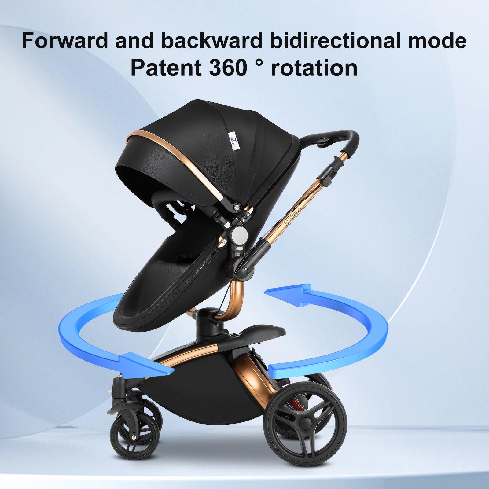 360 ° Poussette bébé 3 en 1 siège auto poussette Combo système de voyage poussettes haute paysage