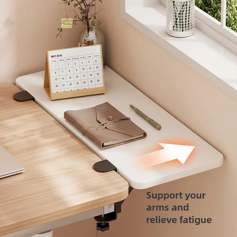 Table d'appoint d'extension de bureau pliable, bureau d'ordinateur en acier et bois, Table d'appoint