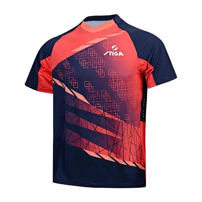 STIGA – haut de Tennis de Table pour hommes et femmes, imprimé dégradé, vêtements de sport à manches