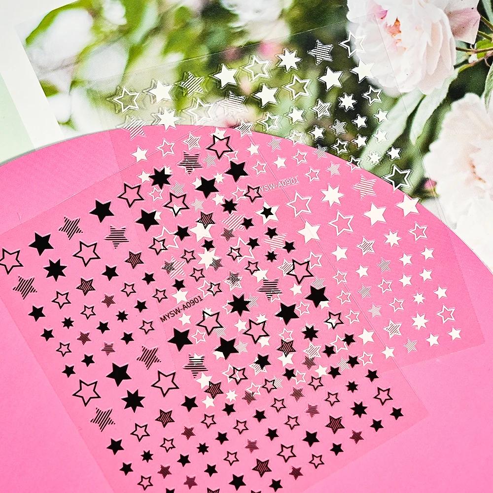 Ensemble d'autocollants étoiles 3D pour Nail Art, décalcomanies or/argent/or Rose, autocollants étoi