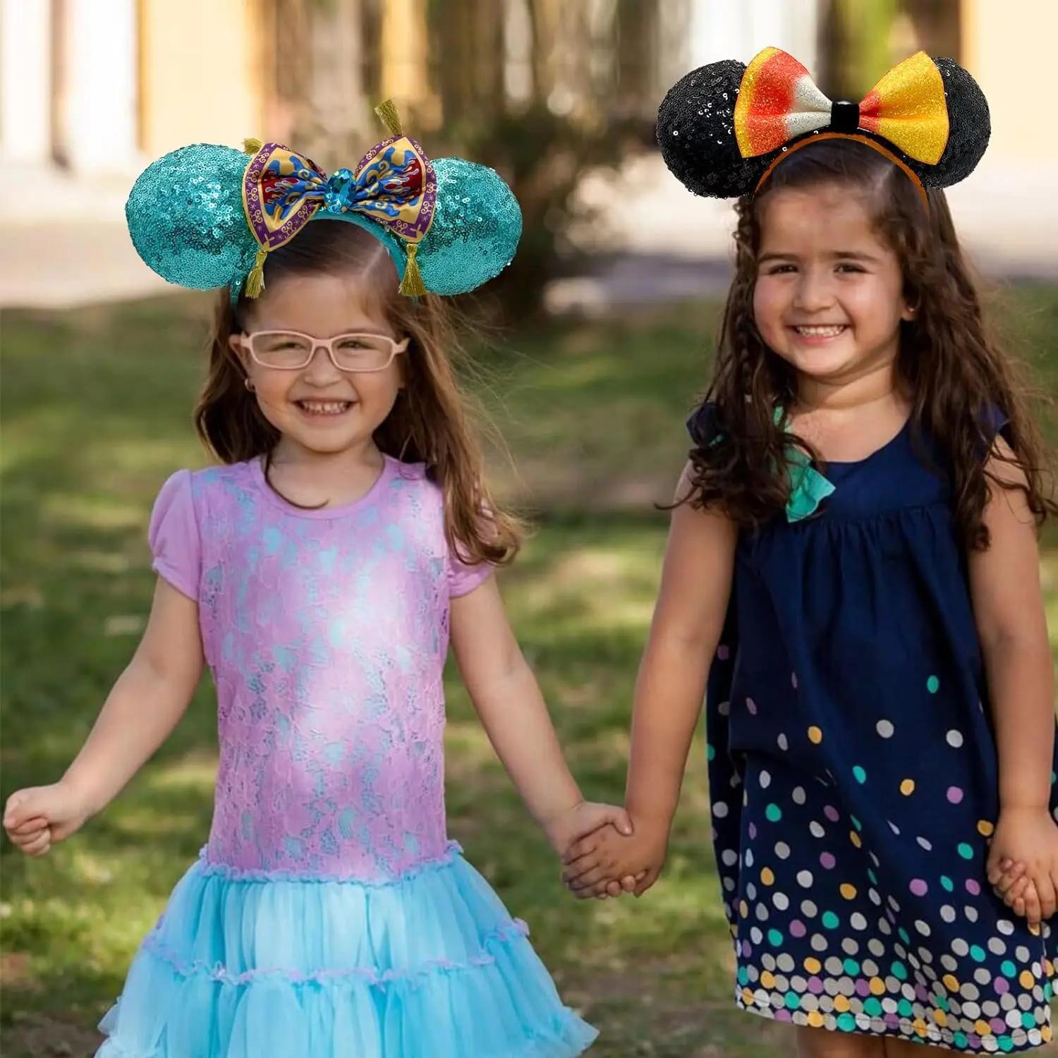 Serre-tête Disney Mickey Mouse avec grandes nœuds à pois, accessoire de déguisement en peluche pour