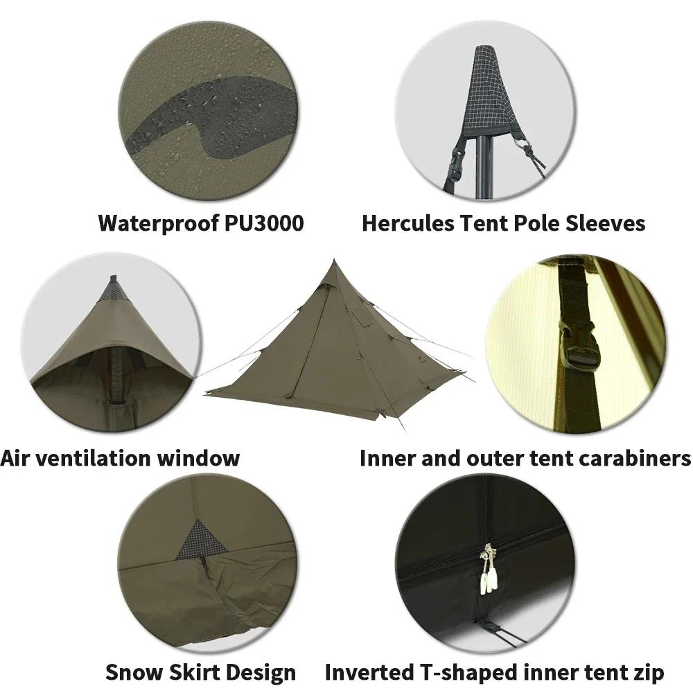 Natureifa-Tente Pyramidale Portable et Étanche pour Camping en Plein Air et Pique-Nique, Tipi de Ran
