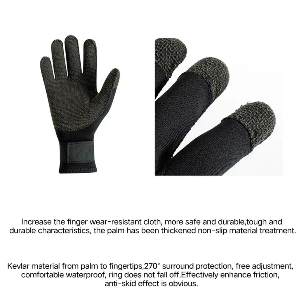 Gants de plongée en Kevlar de 3mm, résistants aux coupures, garde au chaud, noirs, pour la pêche sou