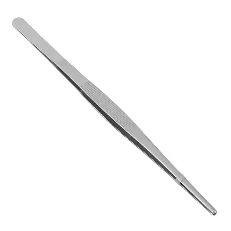 Pince à épiler dentée en acier inoxydable, longue pince à aliments pour Barbecue, pince droite, mais