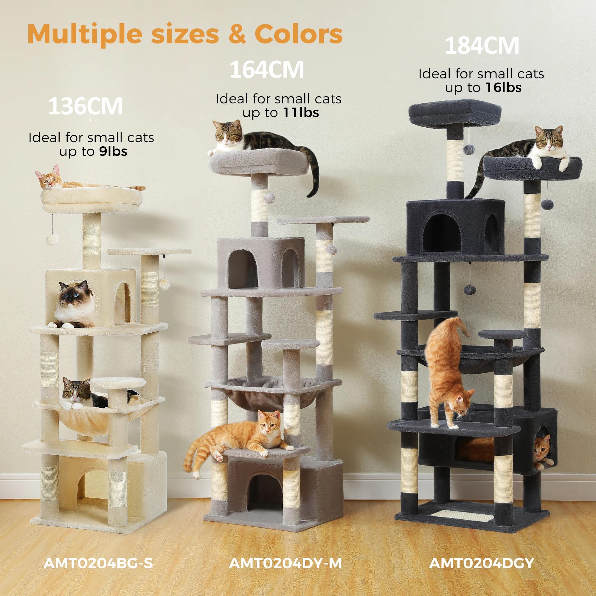 Grand arbre et tour pour chats d'intérieur, avec postes à gratter recouvertes de Sisal, hamac spacie