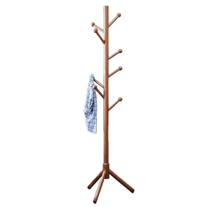 Support de chapeau de chambre à coucher avec 8 crochets, manteau d'arbre en bois, vêtements de face