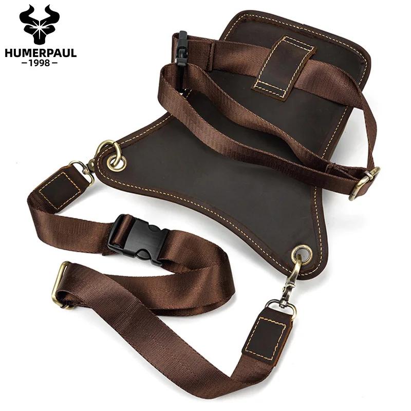 HUMERPAUL Sac de jambe de cuisse en cuir véritable poches multifonctions sac à bandoulière sac de ha