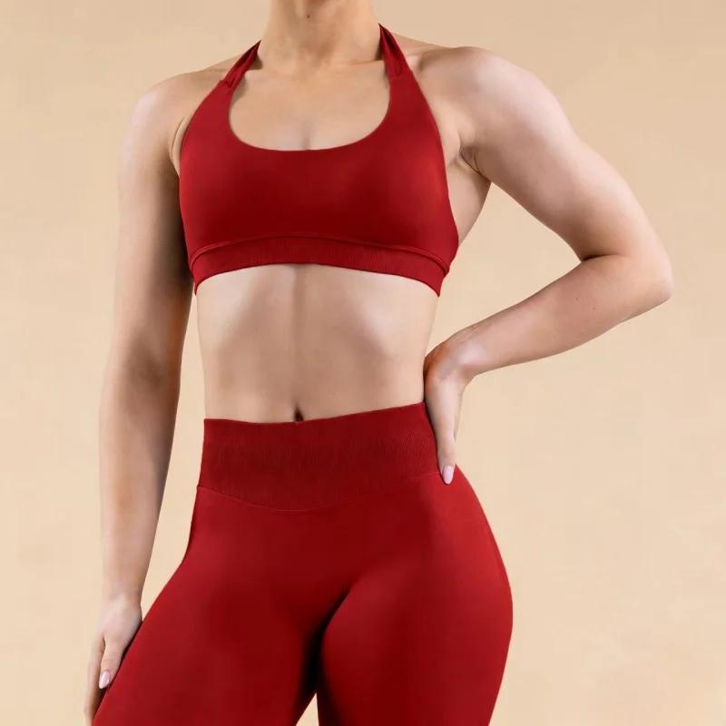 Soutien-gorge de sport sexy à col halter pour femme - Absorption des chocs, effet push-up, dos nu, s