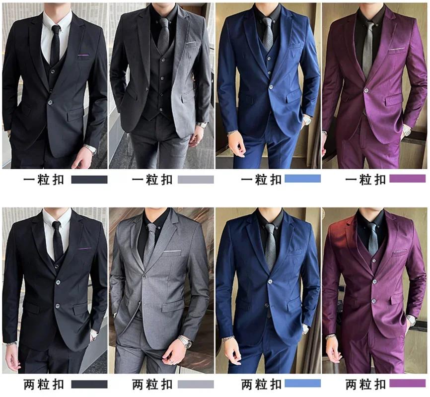 Costume (Blazer + gilet + pantalon) pour hommes, mode décontractée, extérieur, pour hommes d'affaire