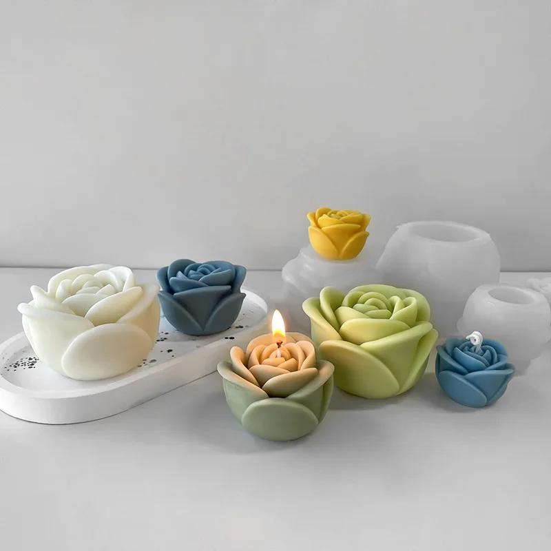 Moule à bougie en Silicone, nouvelle fleur 3D, fleur de pivoine, savon, gypse, résine, moulage, bric