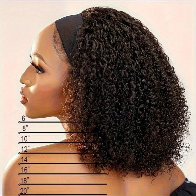 200% densité perruque de cheveux humains bandeau court Bob perruque naturel noir court bouclé Bob co