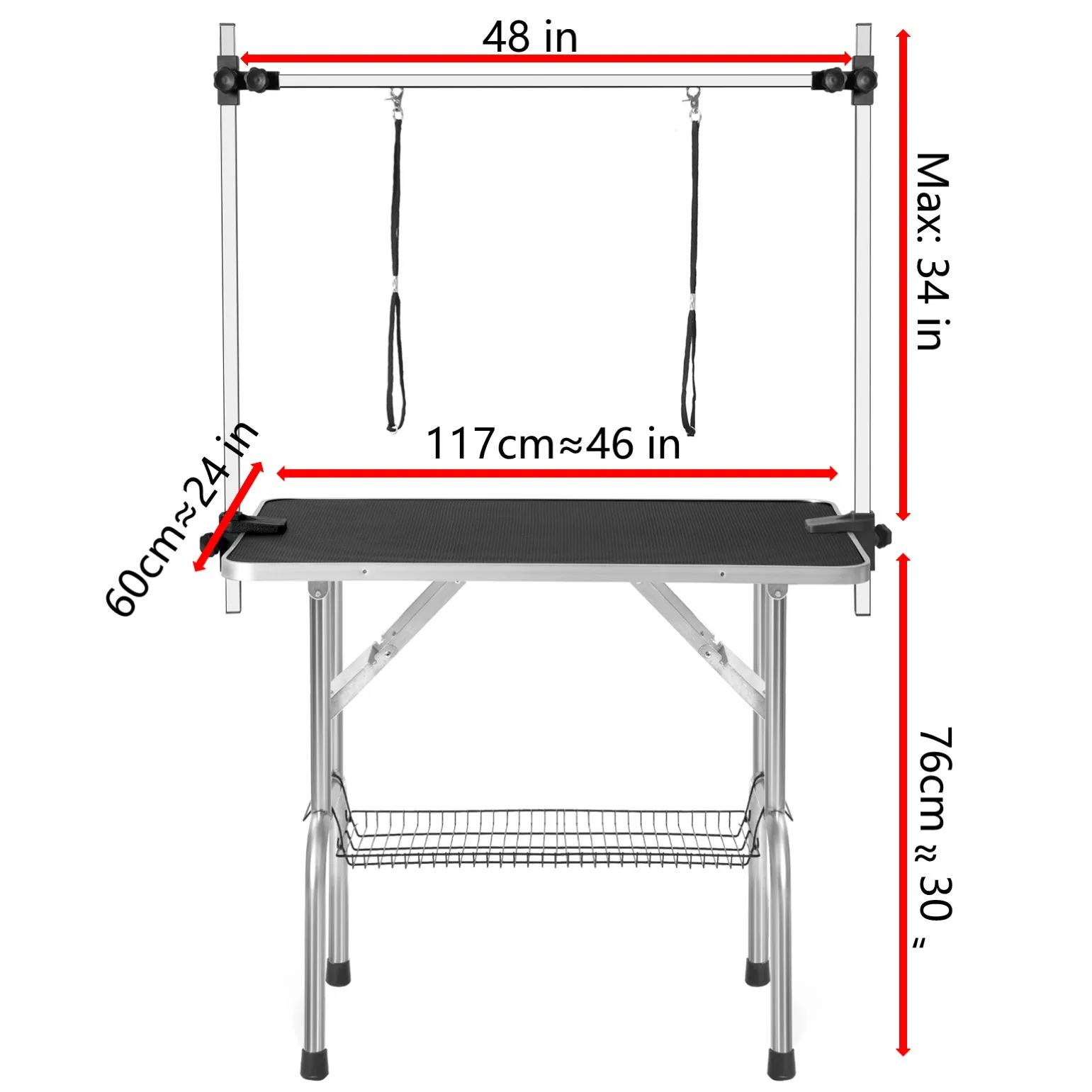 Table de toilettage professionnelle pour animaux de compagnie, 46 pouces, grande, réglable, portable