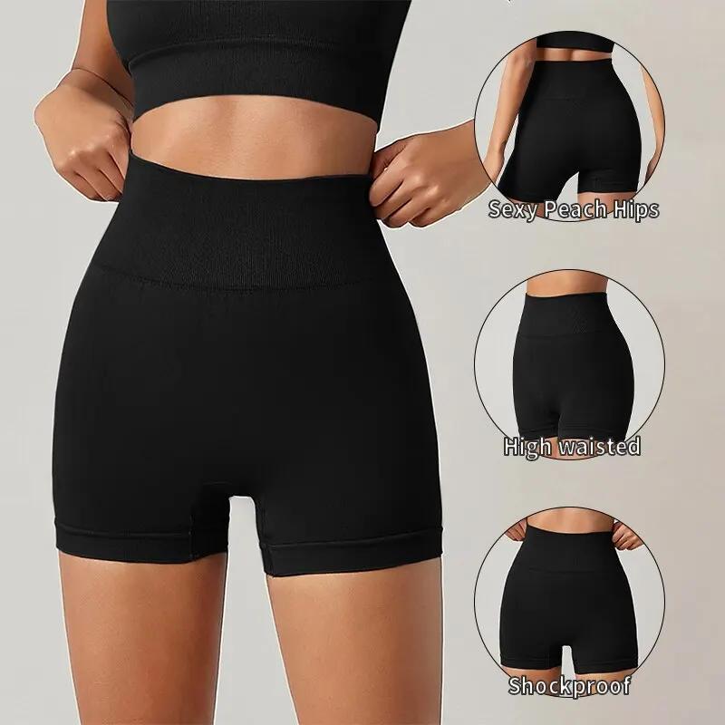 Shorts fitness moulants femme taille haute cyclisme yoga sans lignes maladroites nouveau