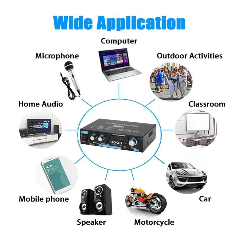 AK45/AK35 800W amplificateur de puissance domestique 2 canaux Bluetooth 5.0 Mini amplificateur de so