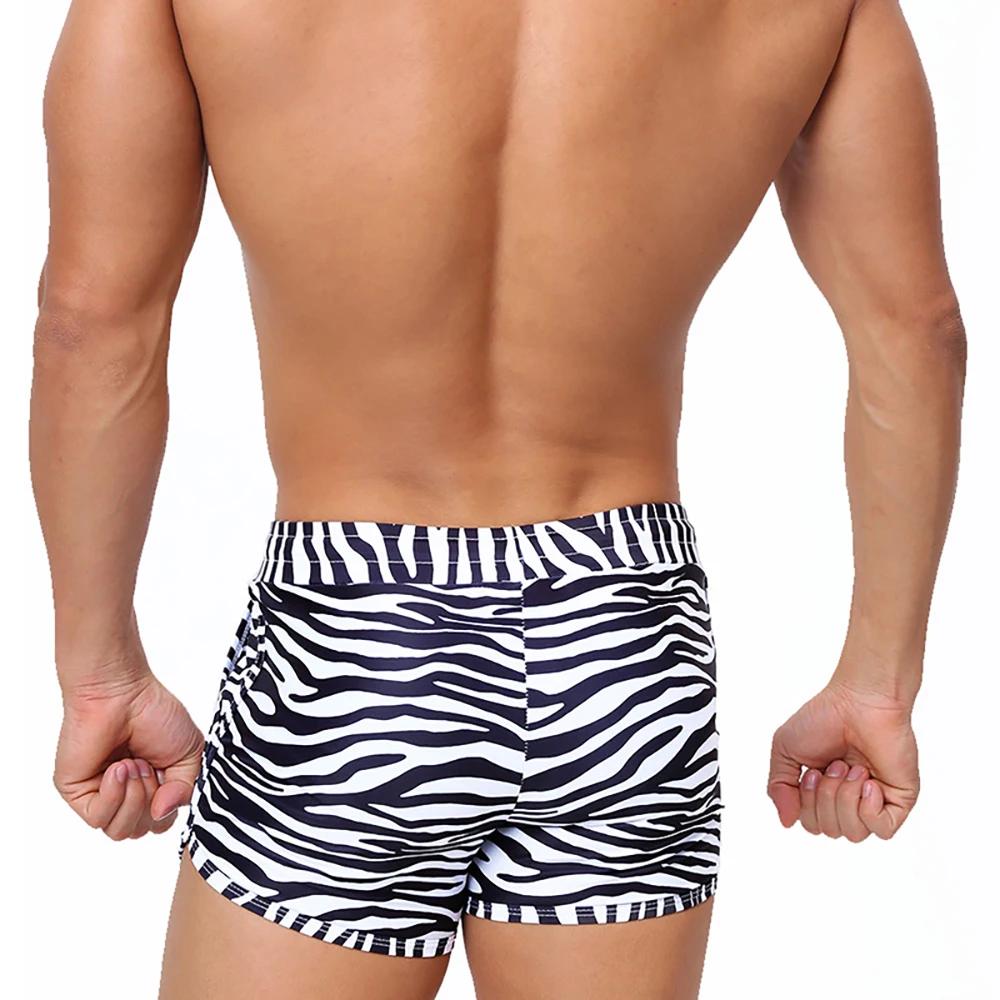 Maillot de bain imprimé zèbre pour hommes - Boxer sexy poches surf sports plage natation