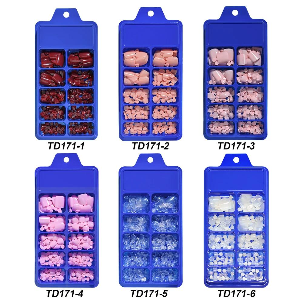 100/120 pièces faux ongles français court carré couverture complète faux ongles d'orteil acrylique r