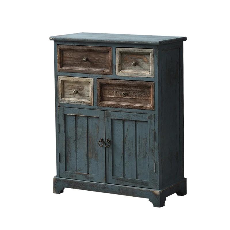  Buffet méditerranéen en détresse : Armoire de rangement en bois massif à mortaise et ténon pour
