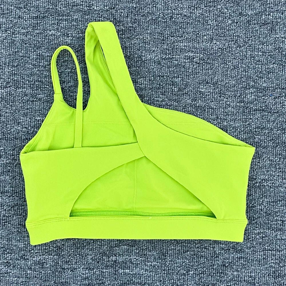 Soutien-gorge de sport Push Up pour femmes, bretelles obliques, antichoc, Yoga, haut court, course à