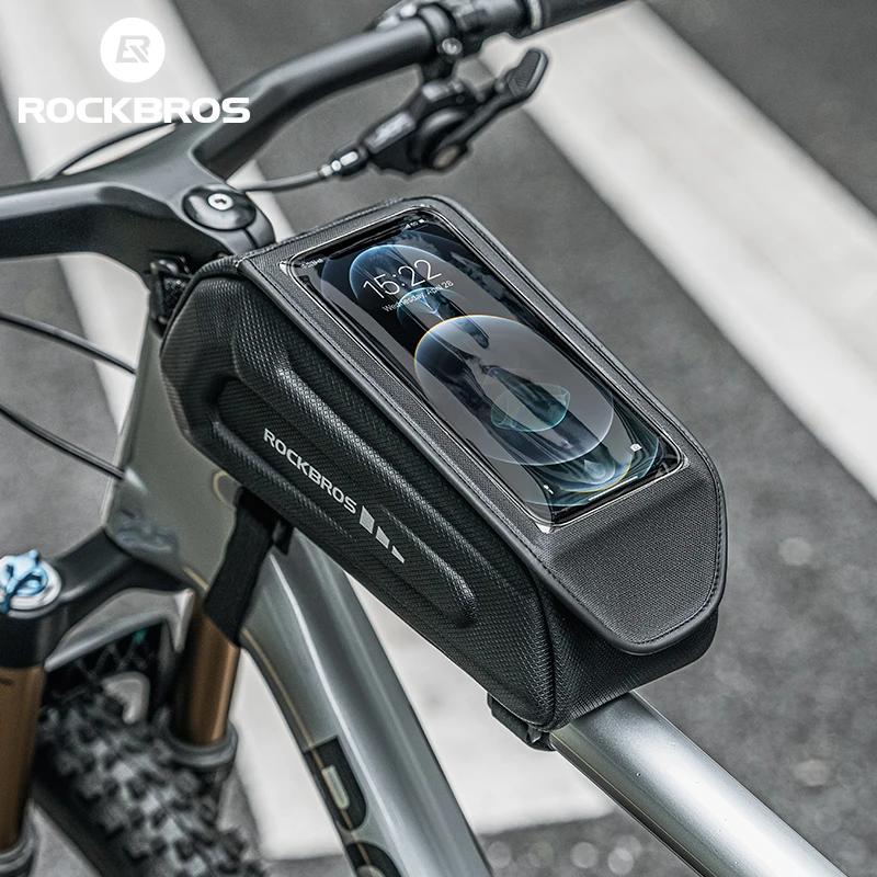 ROCKBROS-sac de vélo 1,7 L étanche, sacoche pour cadre avant, support de téléphone à écran tactile,