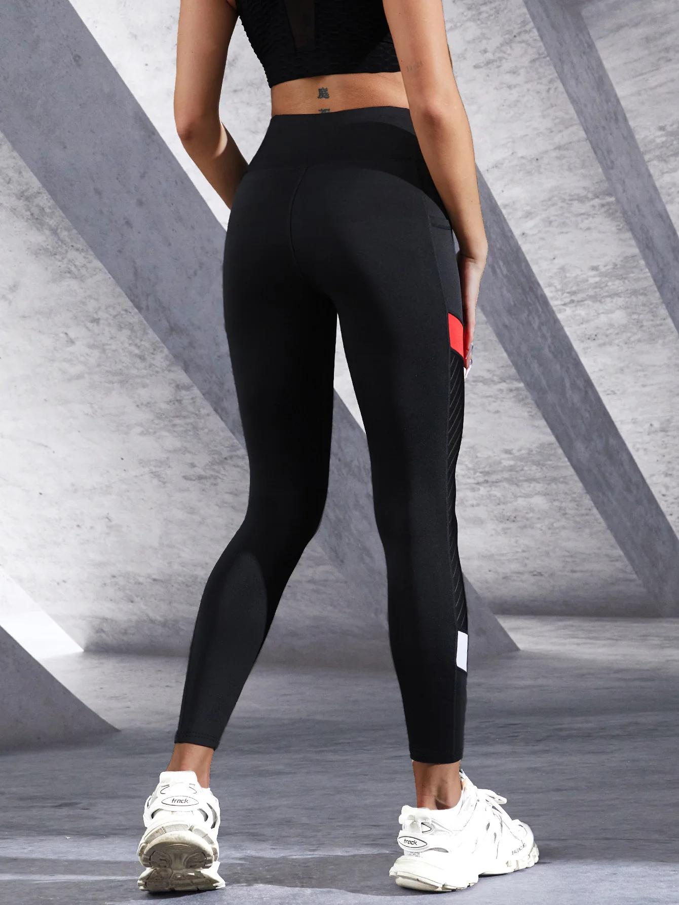 Pantalon de Yoga taille haute en maille colorée avec poches latérales, Leggings pour femmes, contrôl