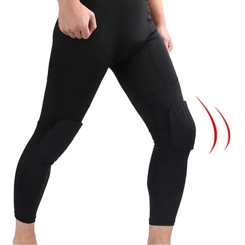 Leggings de compression capri avec genouillères pour hommes et femmes, collants rembourrés, pantalon