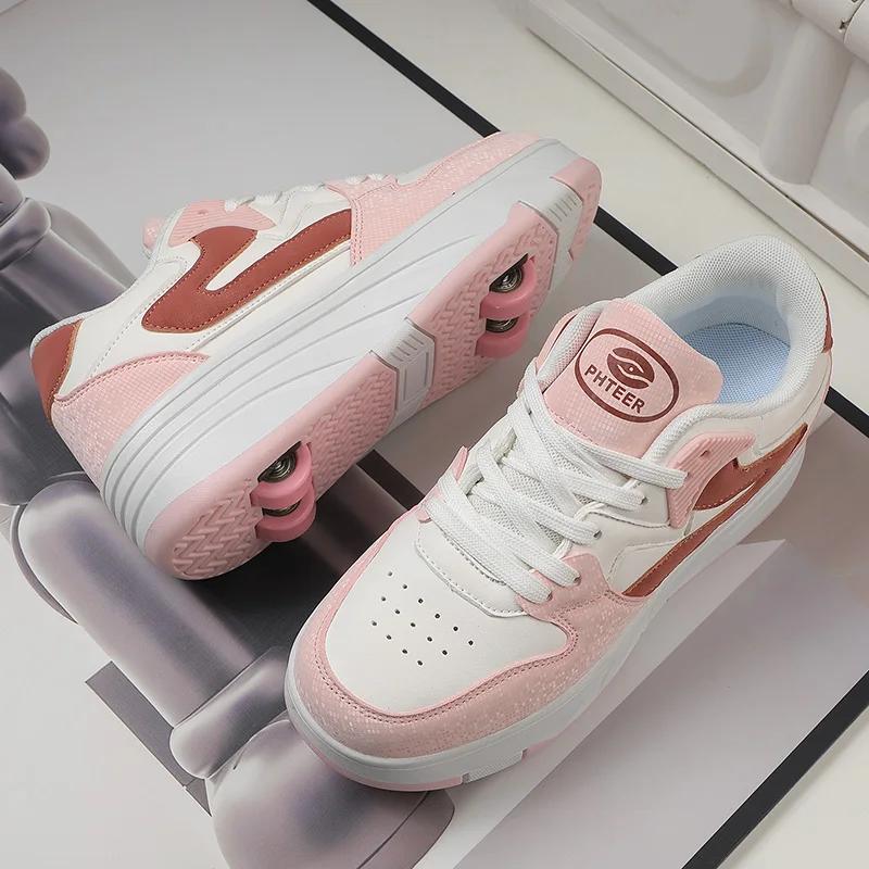 Chaussures de marche à roulettes avec poulies de sport pour étudiants à quatre roues, baskets d'été