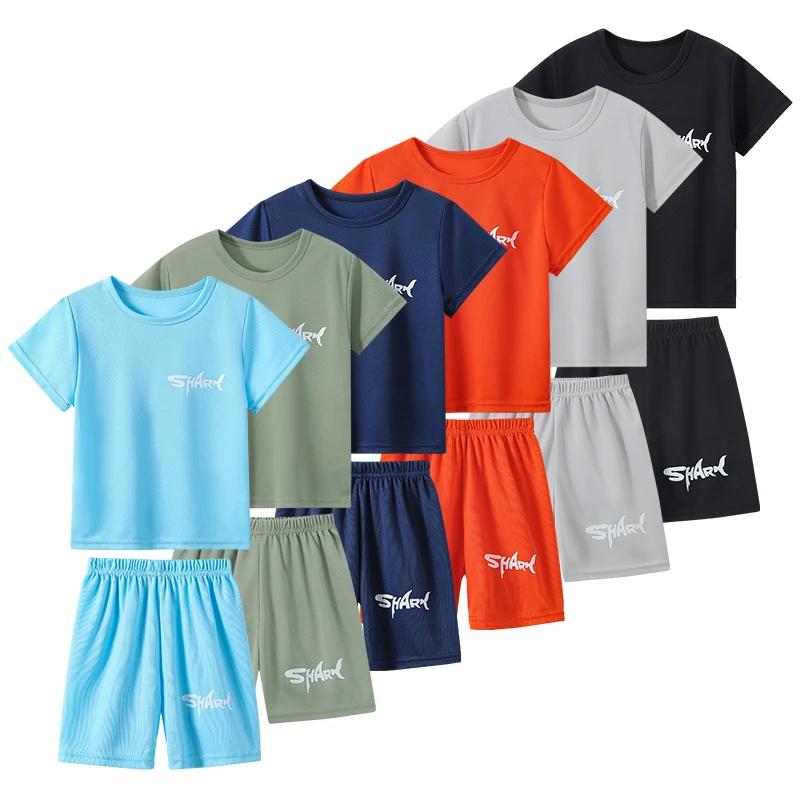 Combinaison de sport 2 pièces pour enfants, lettre d'été, séchage rapide, pour garçons et filles, T-