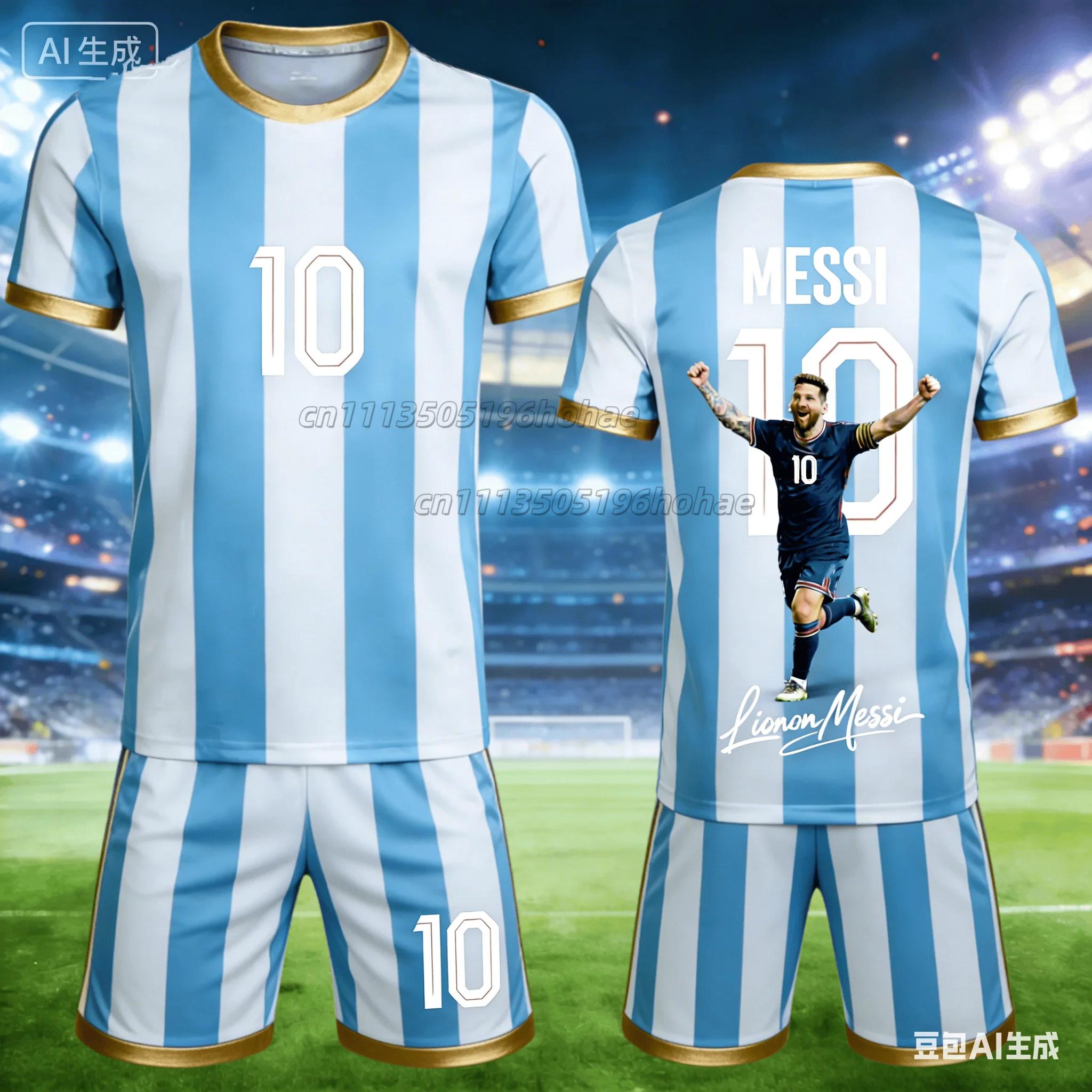 Été # Messi N°10 # Ensemble T-shirt et short commémoratifs pour hommes et femmes, ensemble ample