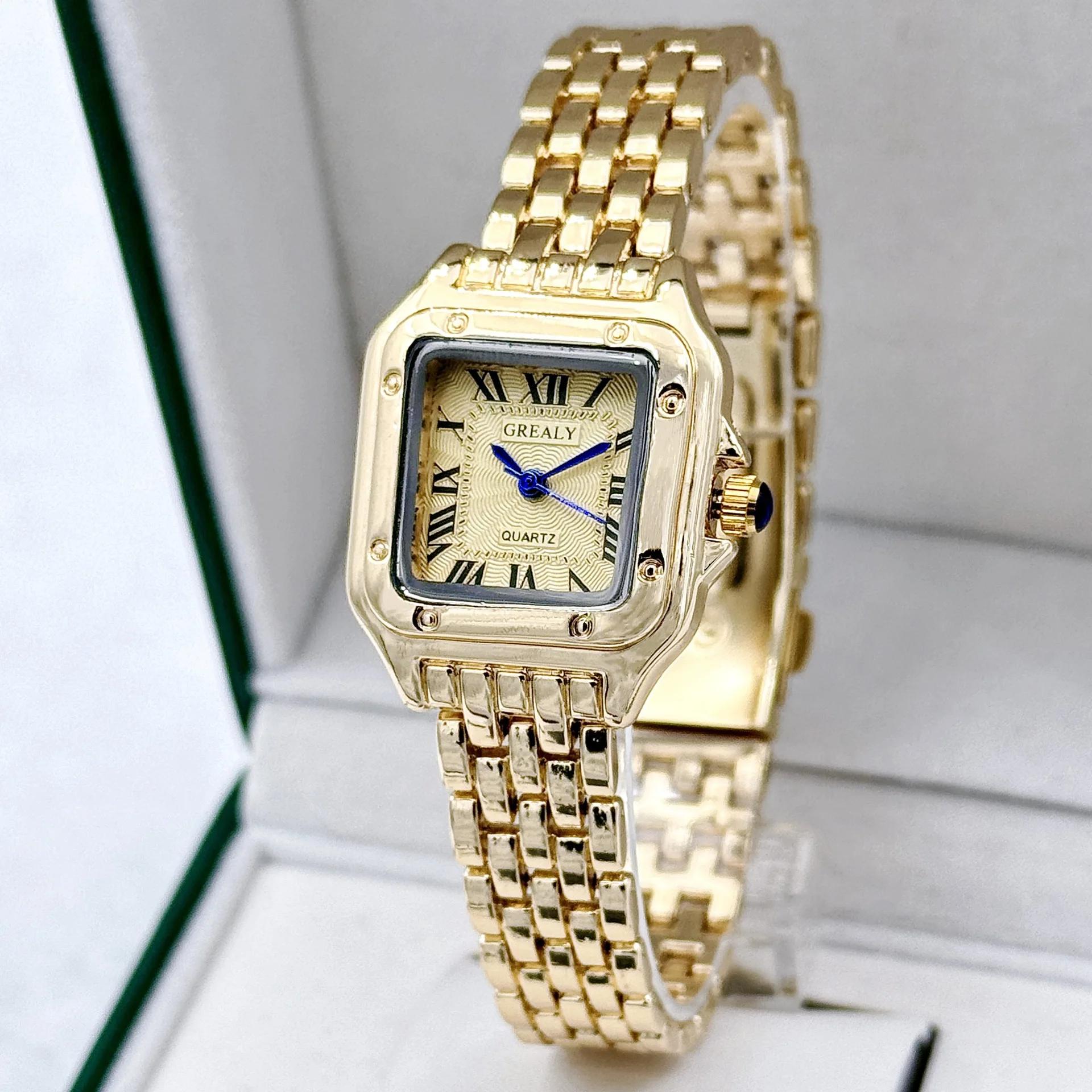 Nouvelles femmes montre lumière marque de luxe affaires or acier inoxydable dames mode montres à Qua