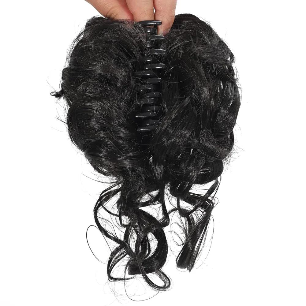 10 pouces pince à cheveux synthétique désordre bouclés Faux Chignon pince à cheveux ébouriffé Updo c