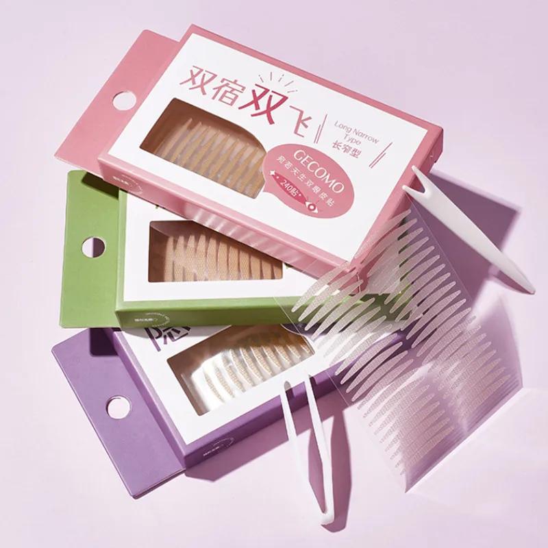 Autocollant Invisible Double paupière, 960 pièces, pâte auto-adhésive Double pli longue durée, Beige