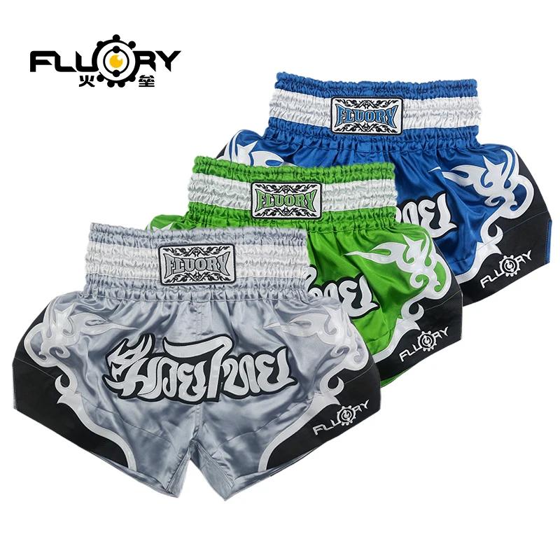 Fluory Thai boxe court hommes femmes enfants Fairtex Shorts MMA shorts pantalons de boxe Shorts brod