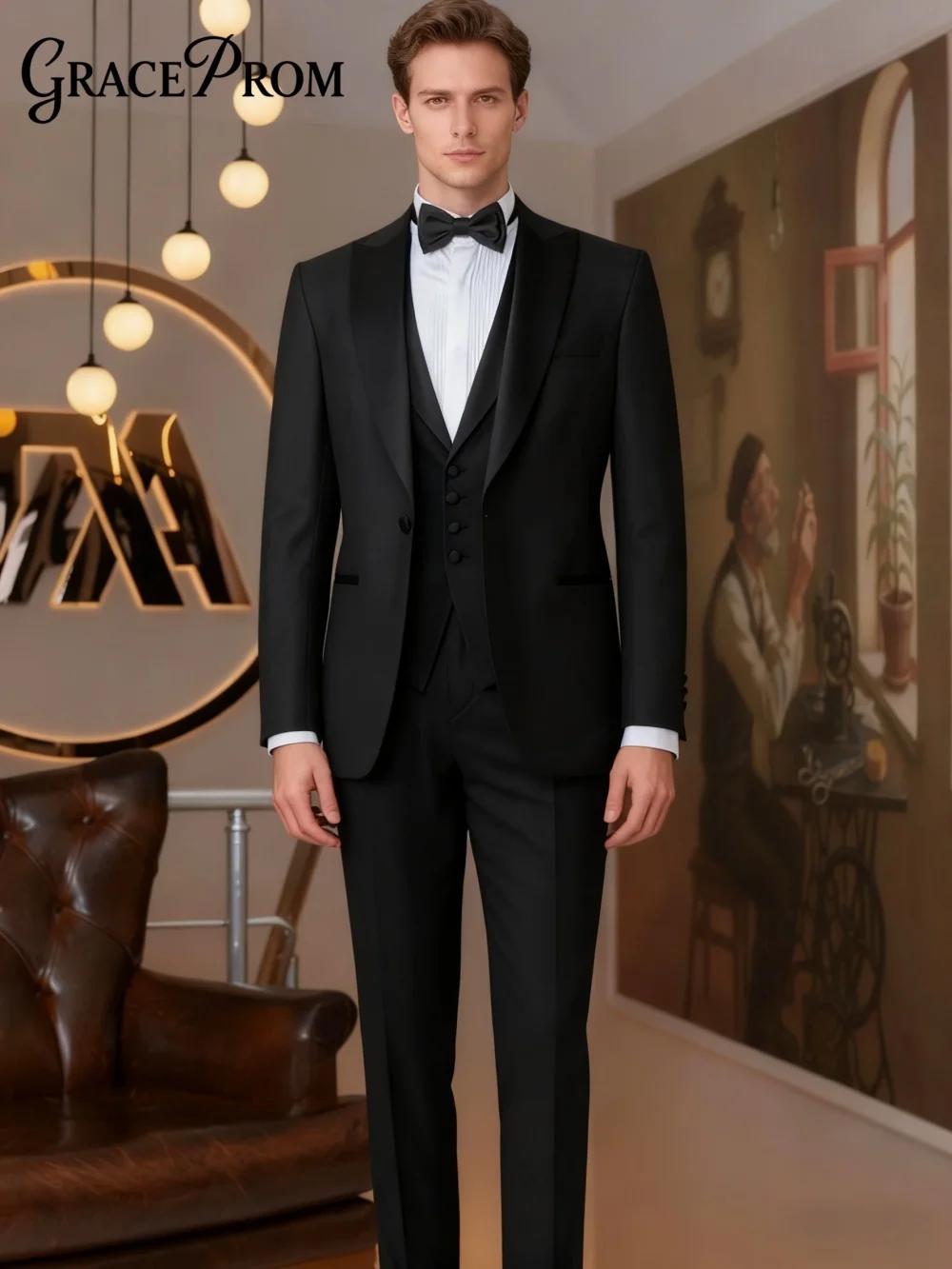 Veste de Costume Élégante pour Homme, Revers Châle Noir, Ensemble de Costume Classique Coupe Slim, T