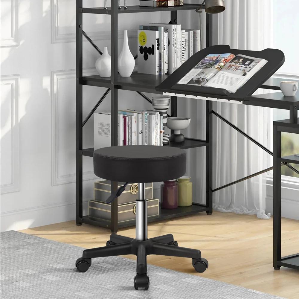 KKTONER-Tabouret Roulant Rond en Cuir PU, Compression Réglable, Proximité, Travail, SPA, Salon, Pist