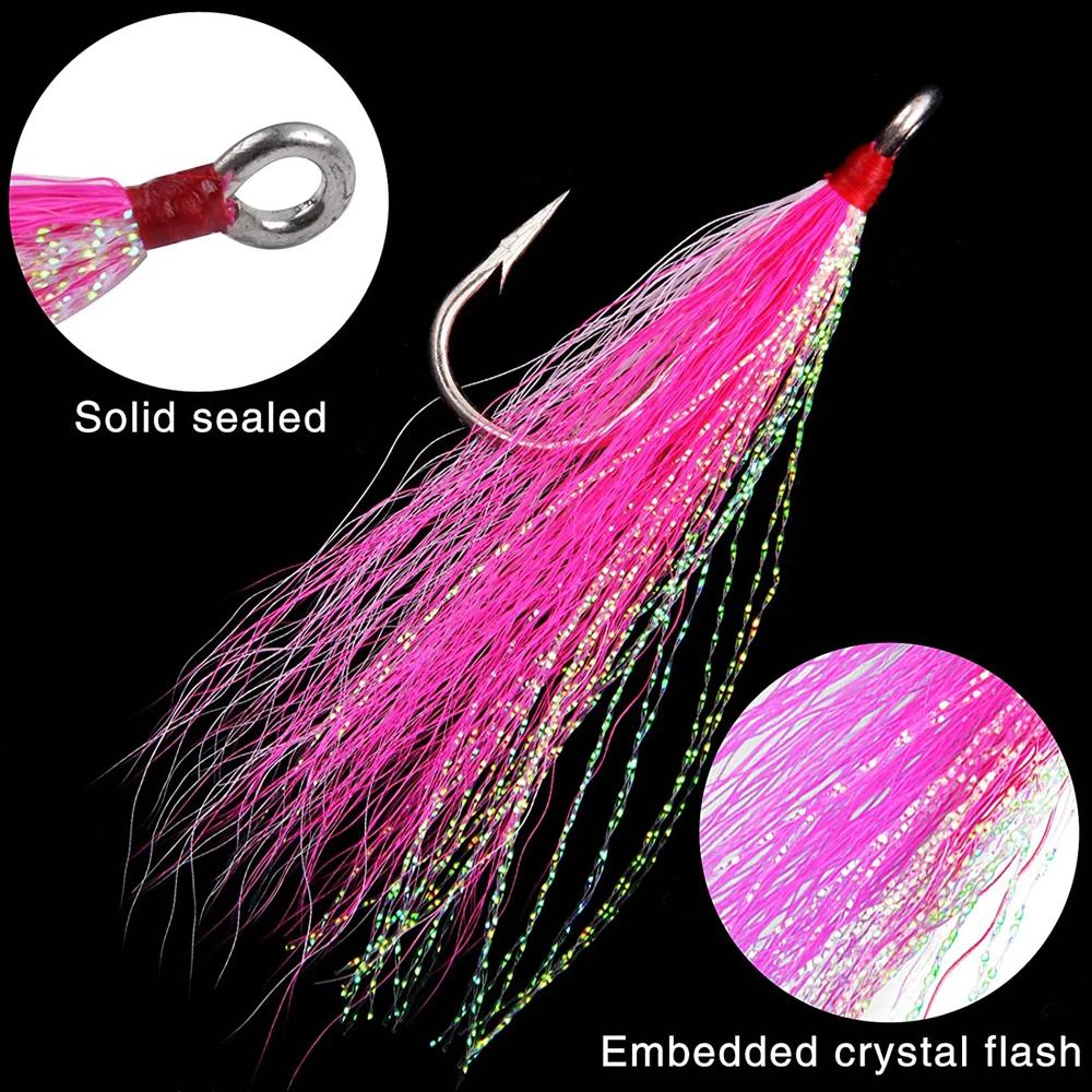 8 pièces/4 pièces Bucktail Teasers crochet de pêche leurres de pêche en eau salée plate-forme en aci