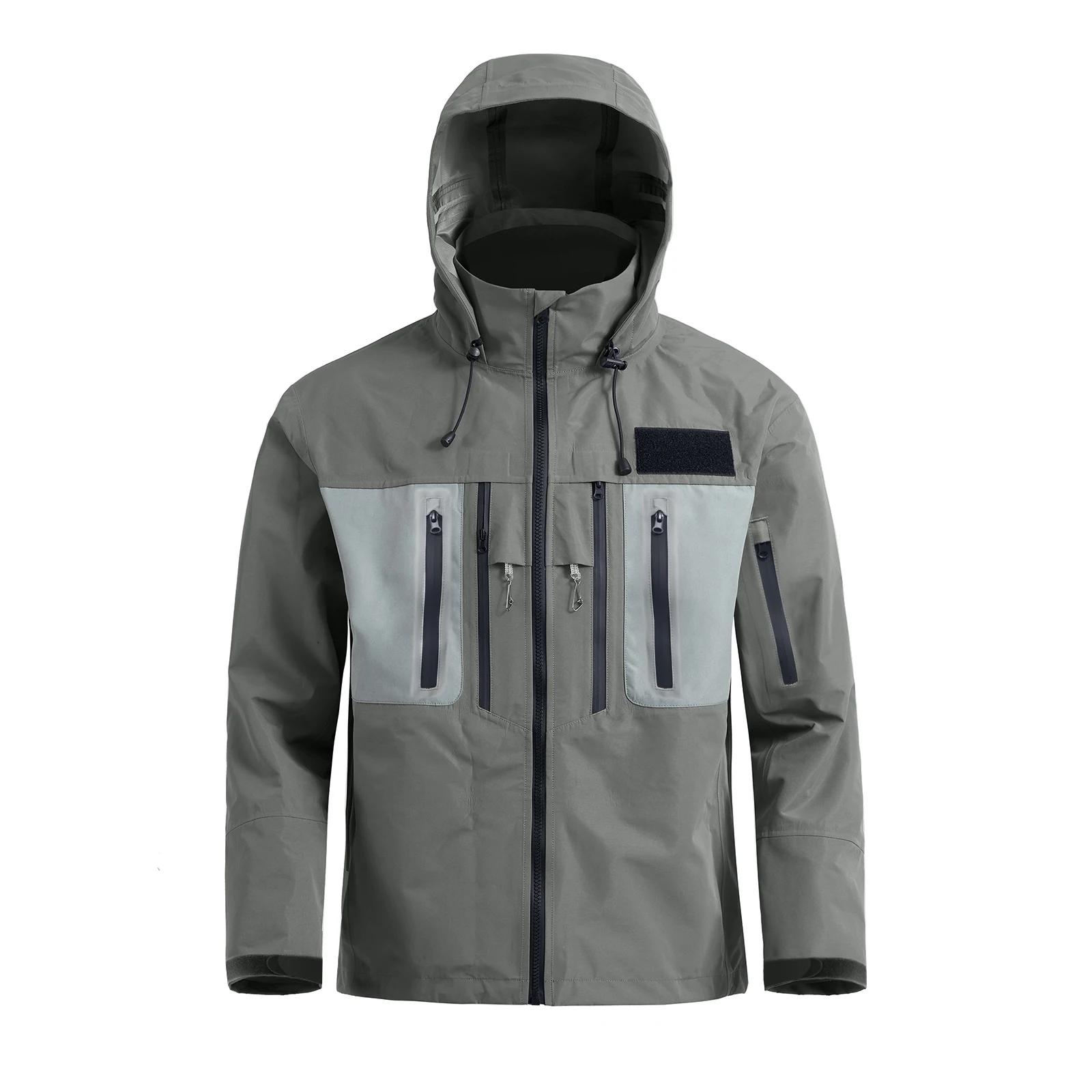 Veste imperméable à capuche pour hommes, pêche à la mouche, randonnée, 3 couches, vêtements coupe-ve