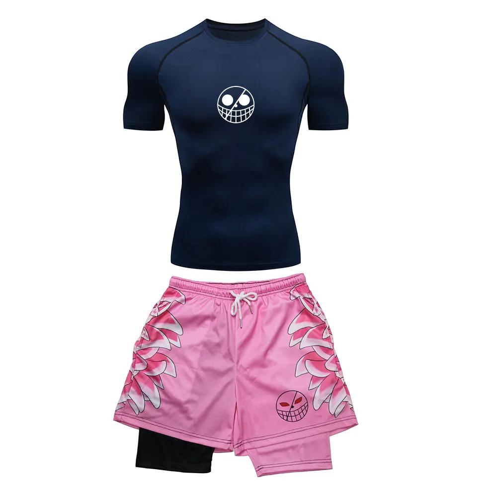 Survêtement course hommes imprimé Anime compression performance fitness sport