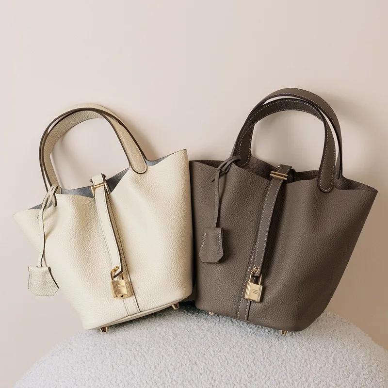 Sac seau, sac pour femme en cuir véritable, sac panier de marché, sac de maman, sac de mariée, sac à