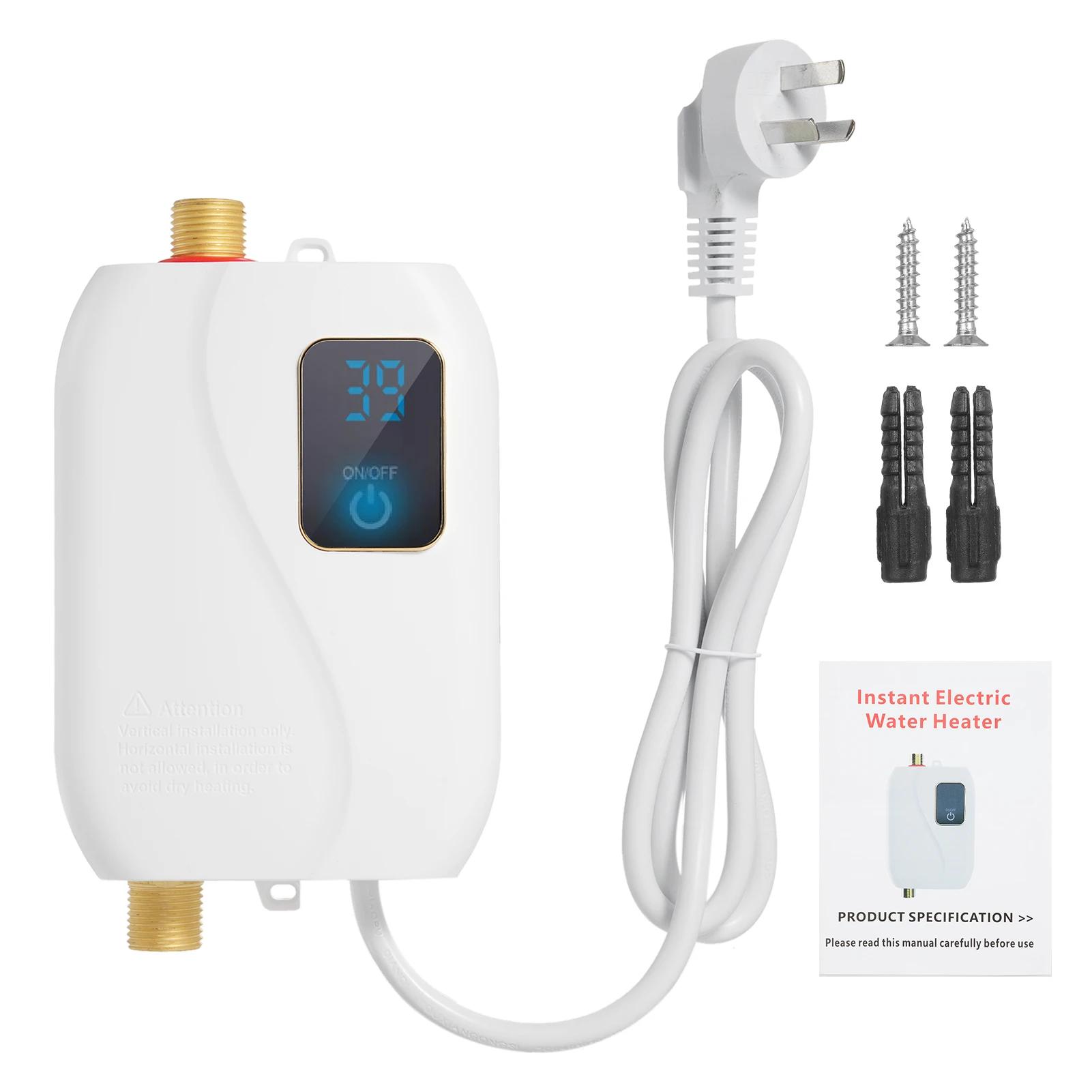 Chauffe-eau instantané 220V 3500W blanc Mini chauffe-eau électrique sans réservoir avec écran LCD po