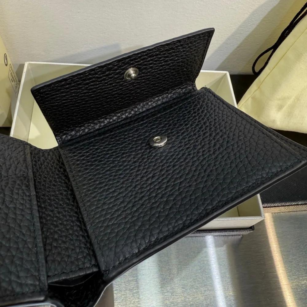 Portefeuille court de luxe pour homme, portefeuille à deux volets, marque de créateur, texture en cu