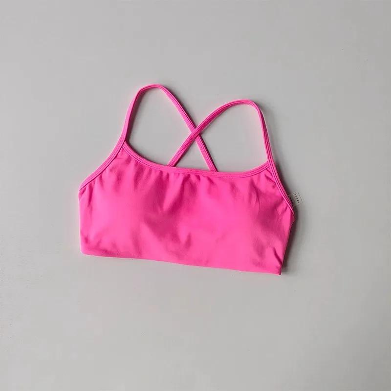 Soutien-gorge de Fitness de couleur unie pour femmes, dos croisé doux, haut de Sport avec coussinet